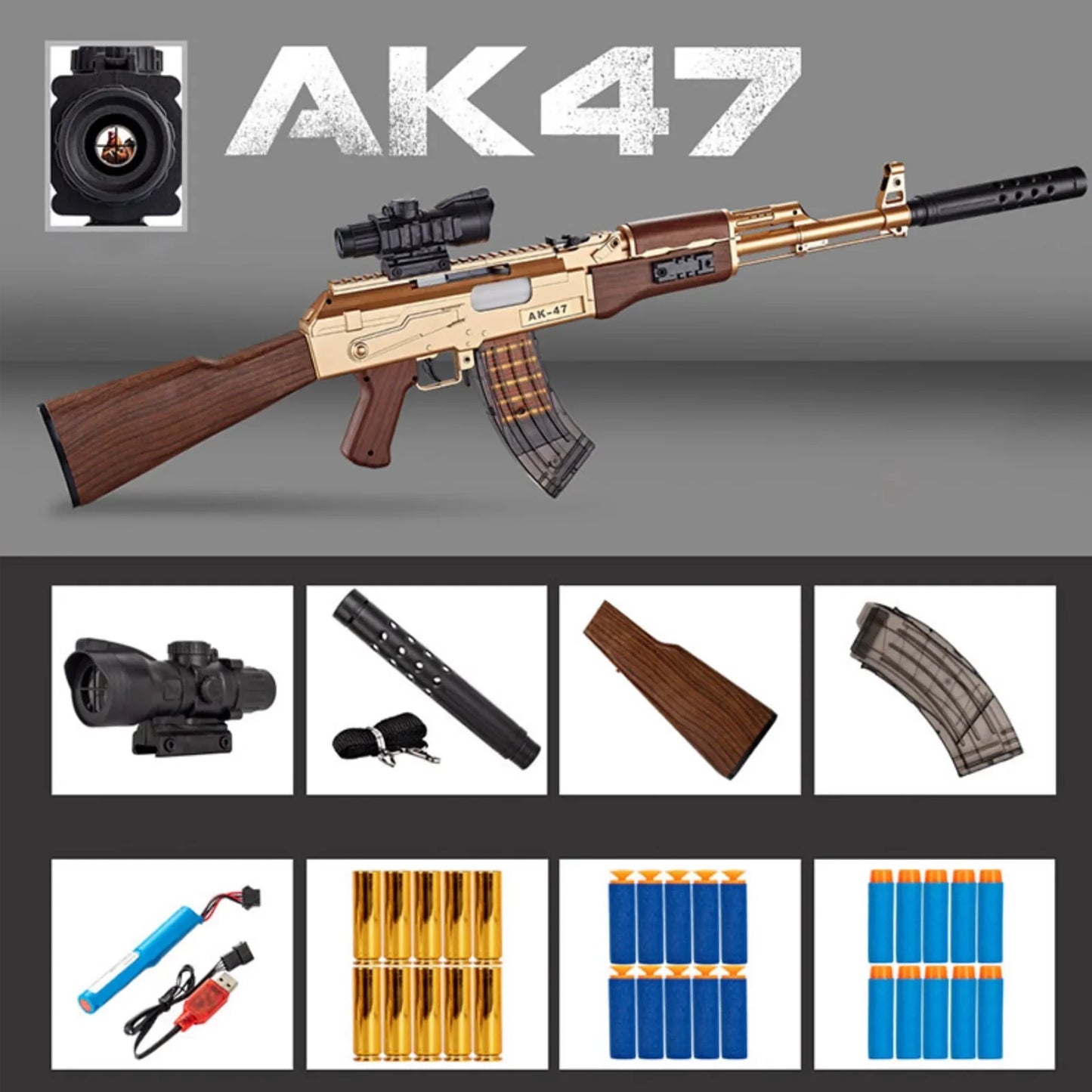 AK47 Nerf Gun Shell Ejecting Three Firing Modes