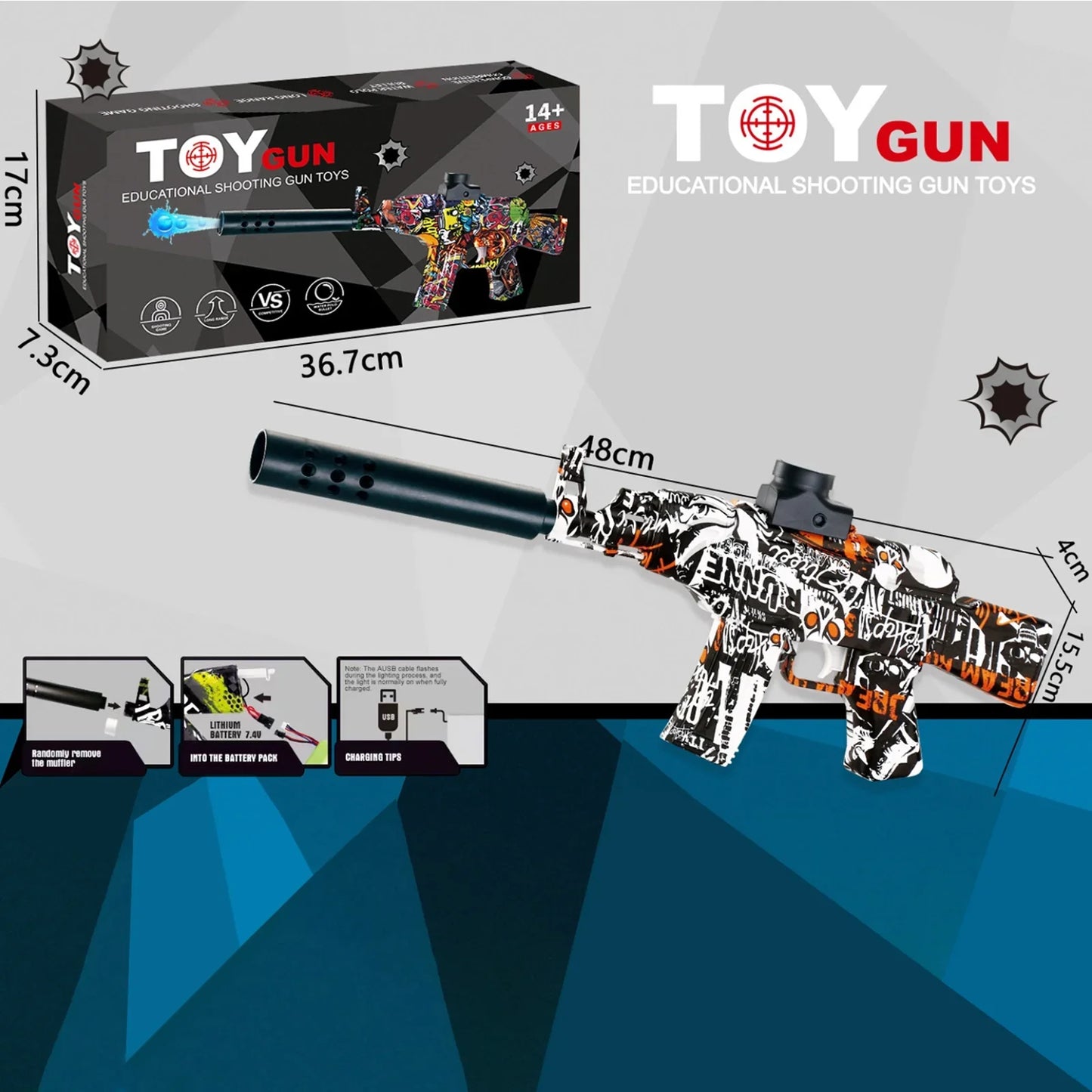 Mini Graffiti Fully Automatic Orbeez Gun AK 47