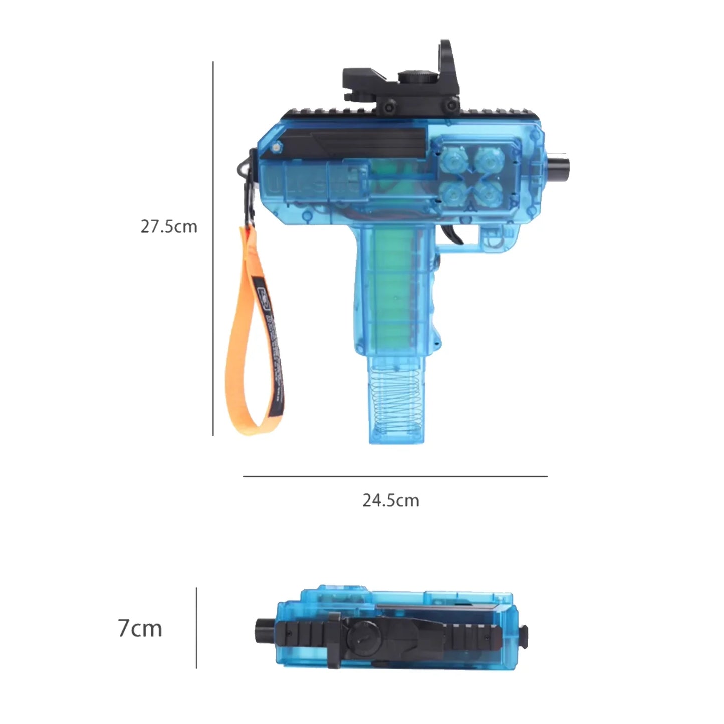 Mini Transparent UZI Gun Electric Nerf SMG