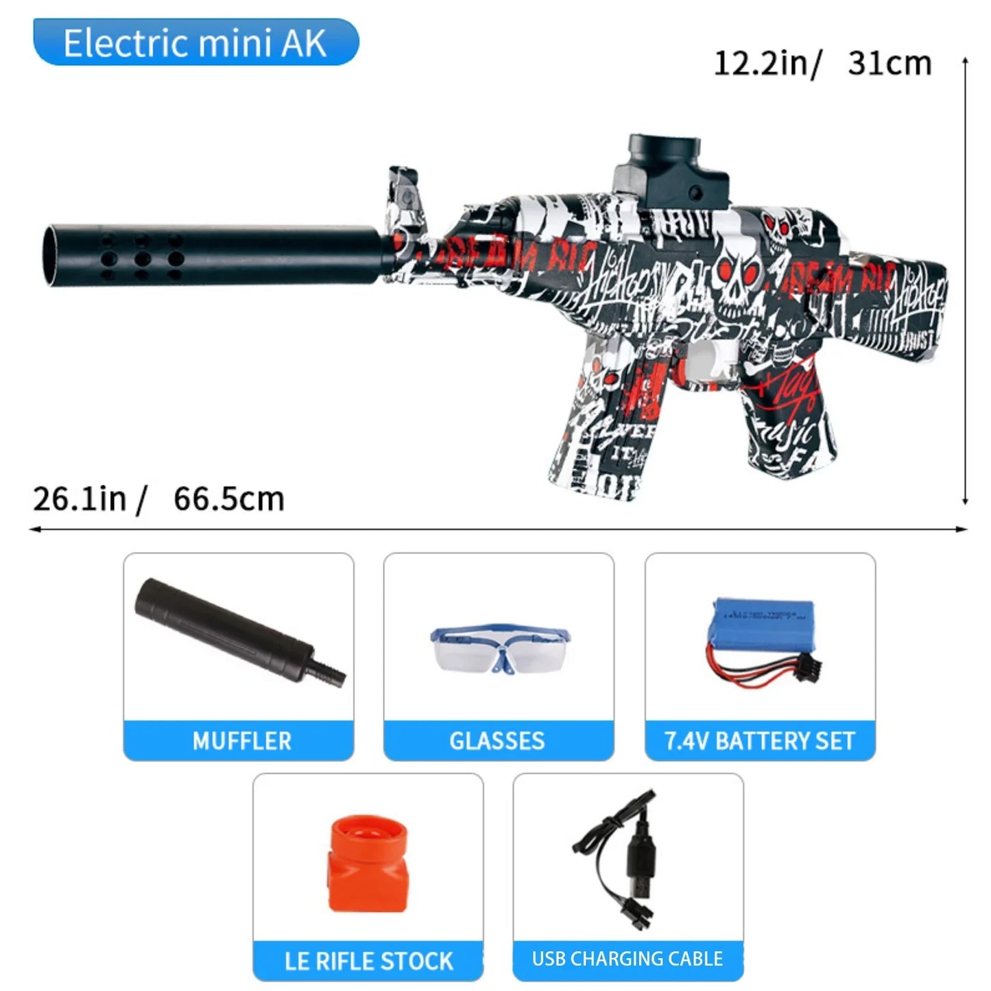 Mini Graffiti Fully Automatic Orbeez Gun AK 47