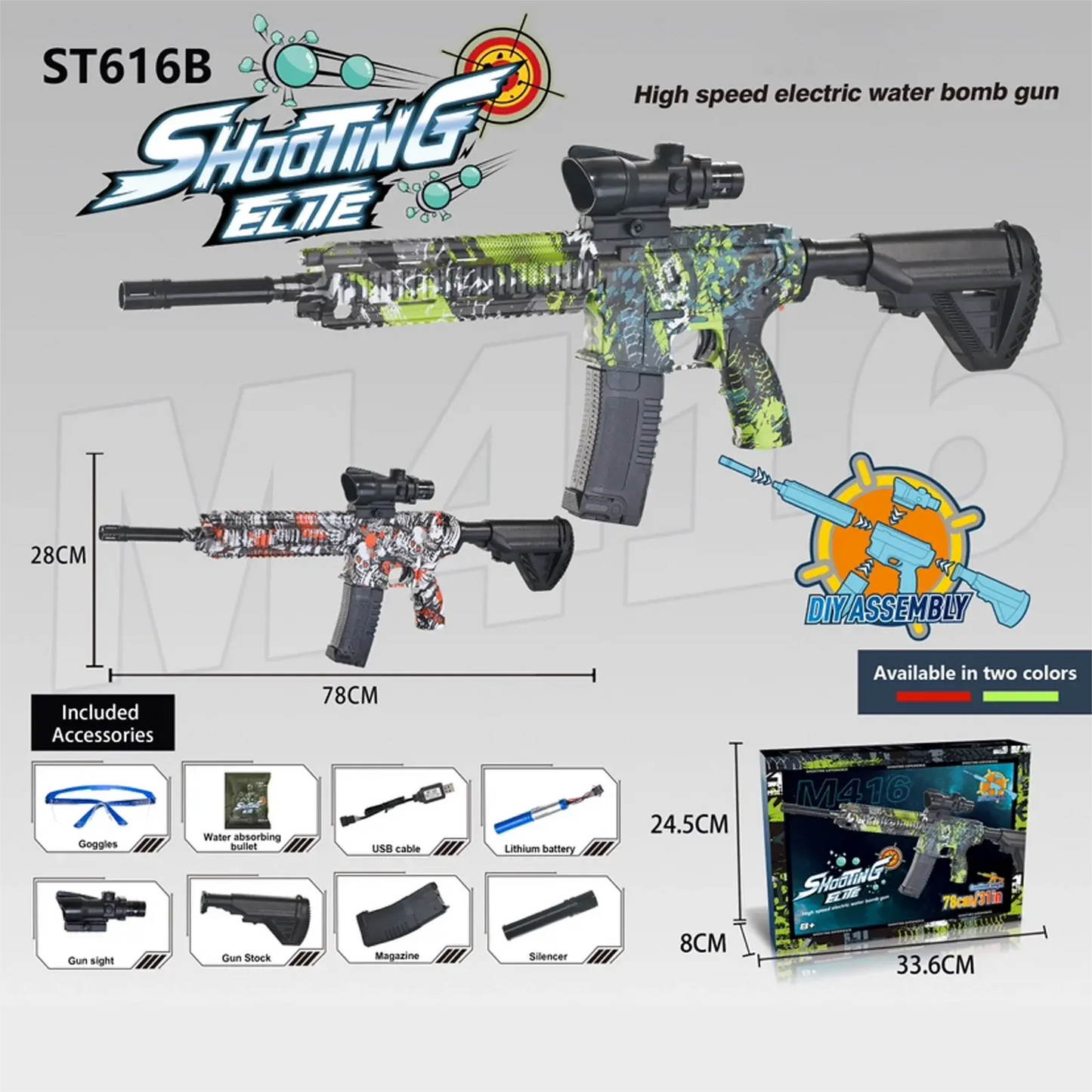 Graffiti Plastic HK416 Fully Automatic Gel Blaster Rifle