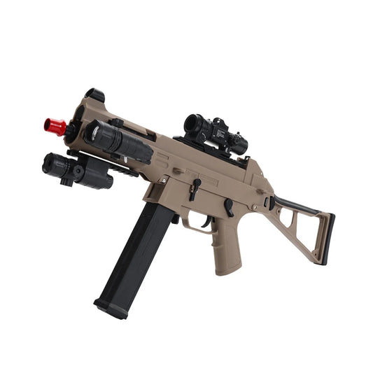 Tan UMP45 Gen8 Nylon SMG Gel Blaster With Laser