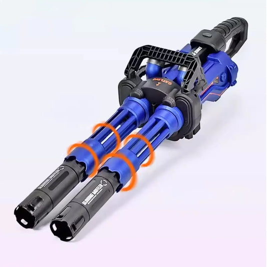 Blue Rotating Double-Barreled Gatling Gel Blaster