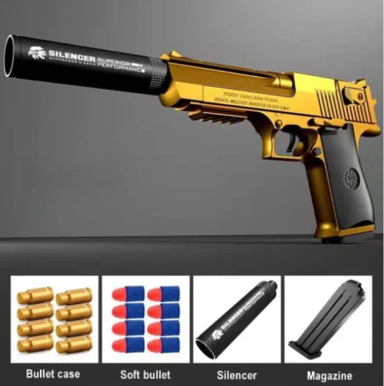 Blowback Shell Ejecting Gold Nerf Desert Eagle