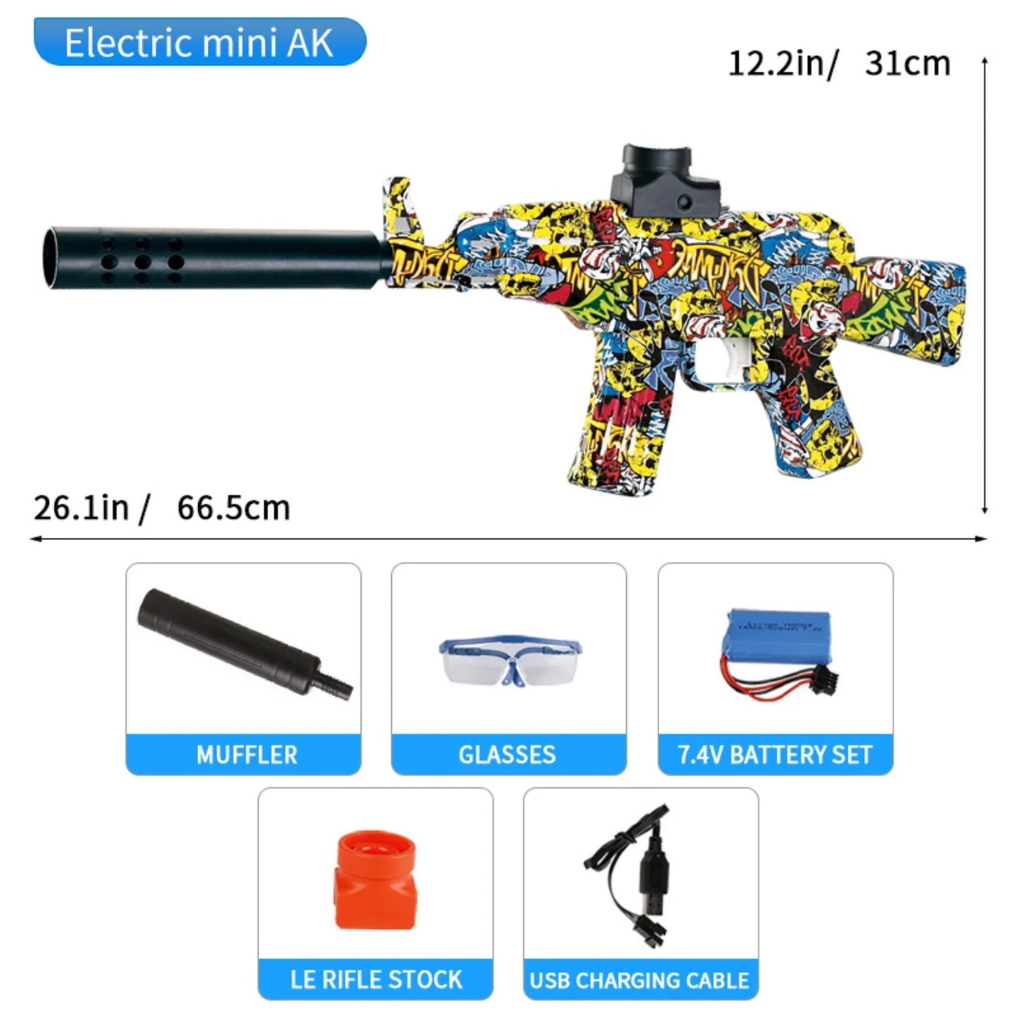 Mini Graffiti Fully Automatic Orbeez Gun AK 47