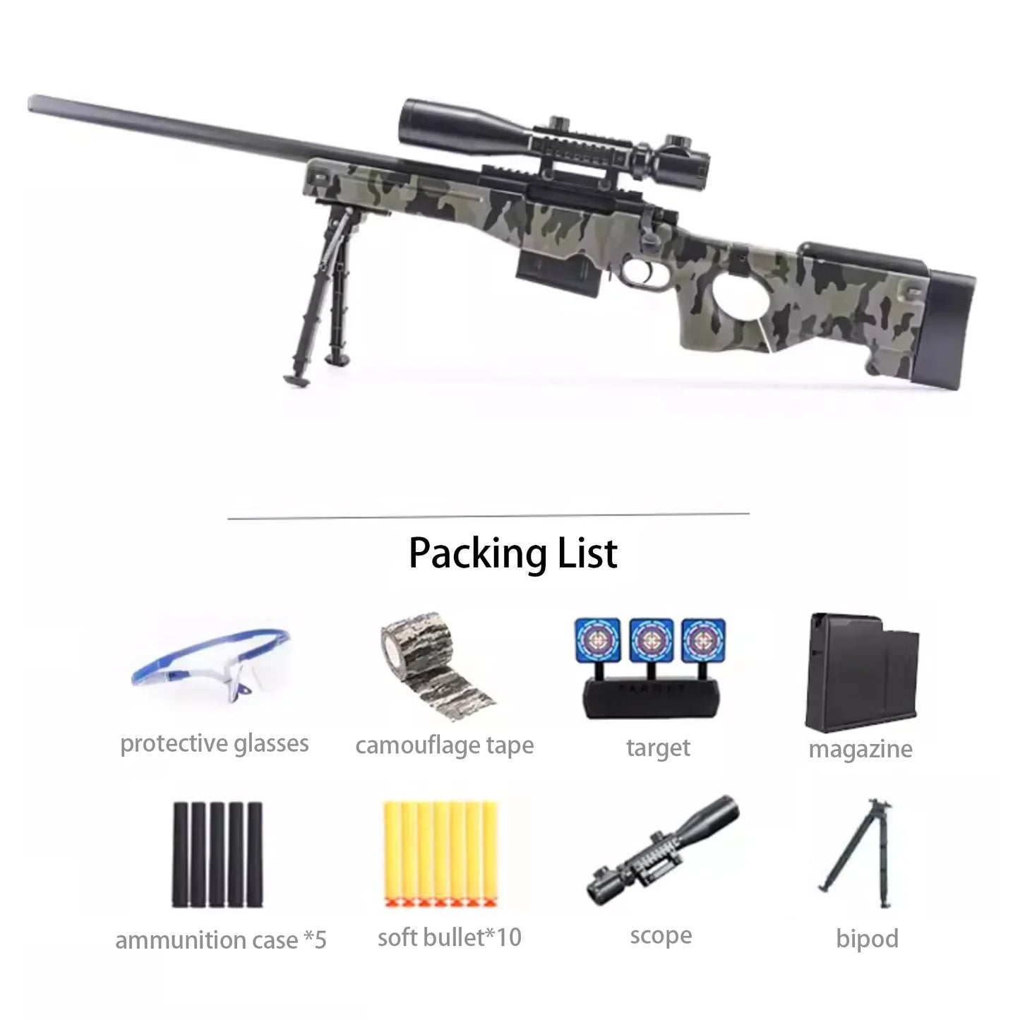 AWM Camouflage Foam Dart Nerf Sniper