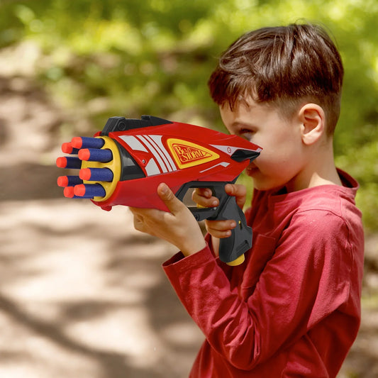 Red 8 Rounds Gun Toy Nerf Pistol