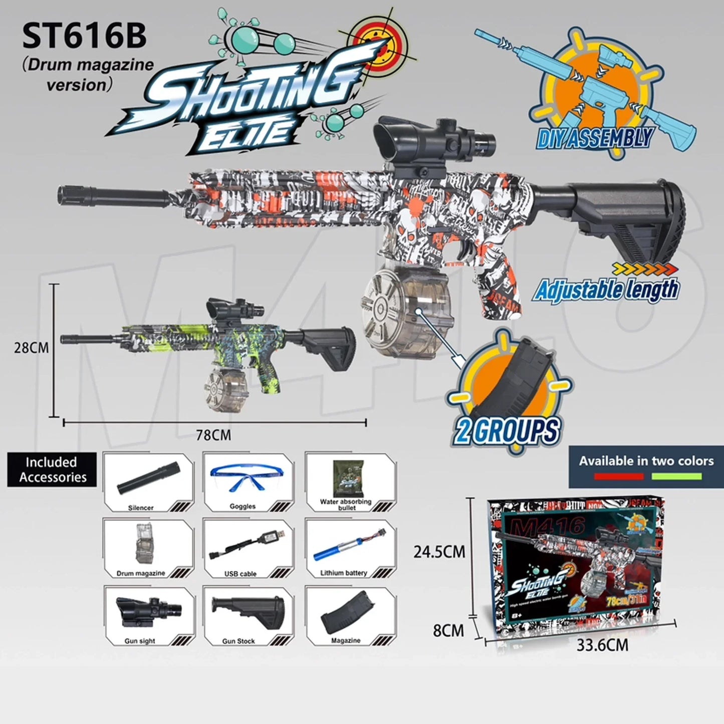 Graffiti Plastic HK416 Fully Automatic Gel Blaster Rifle