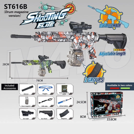 Graffiti Plastic HK416 Fully Automatic Gel Blaster Rifle