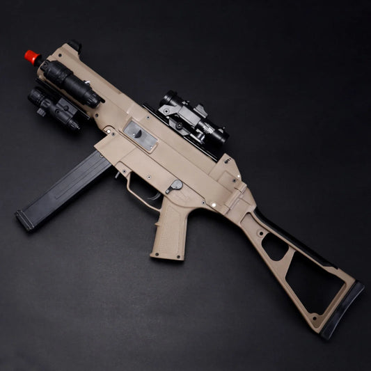 Tan UMP45 Gen8 Nylon SMG Gel Blaster With Laser