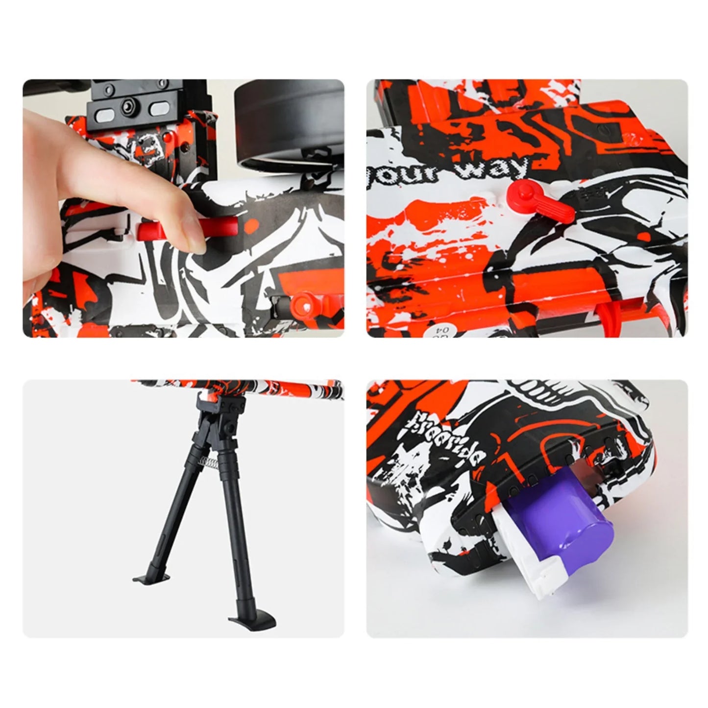 Red DP-28 Machine Gel Blaster Dual Modes