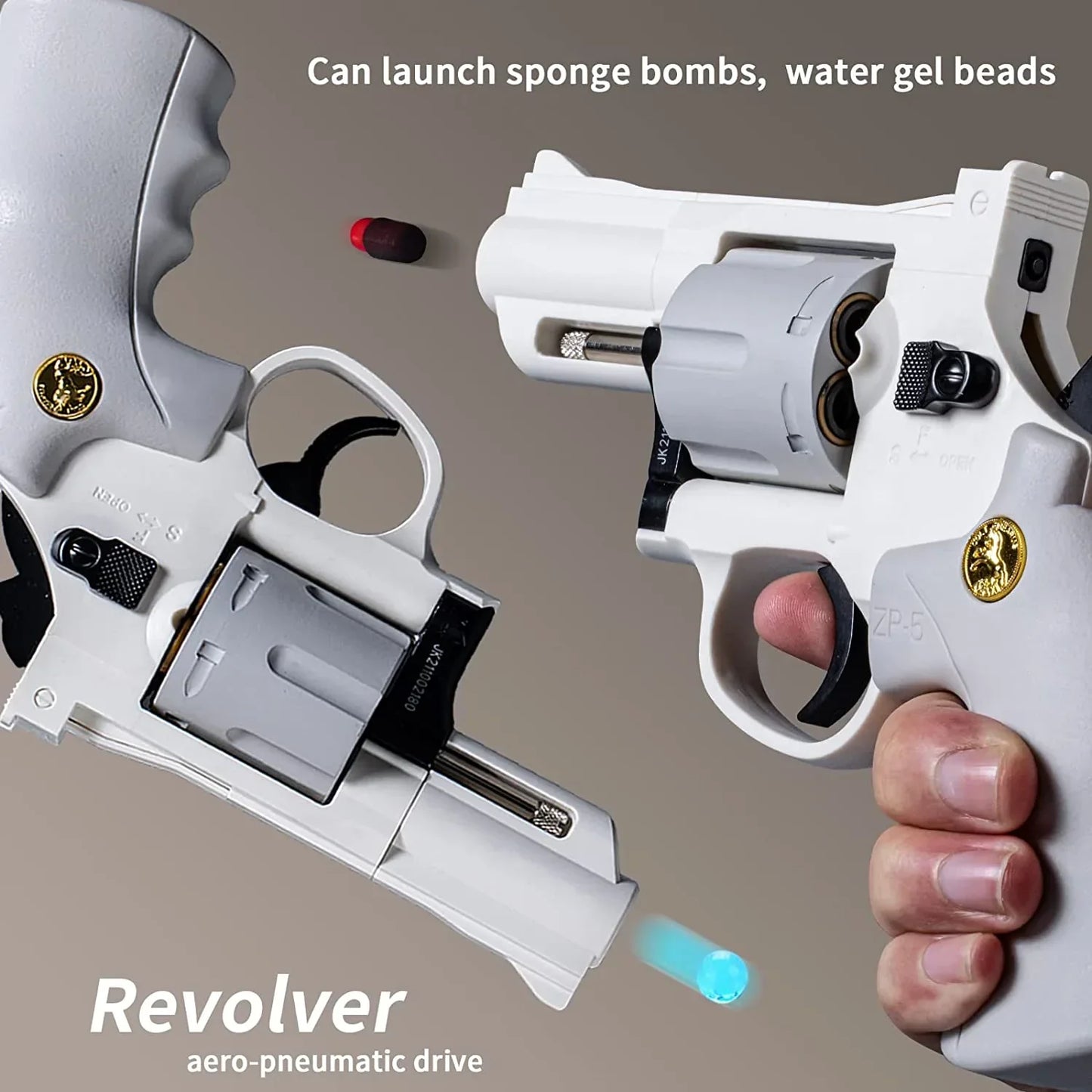 White ZP-5 Western Revolver Nerf Guns