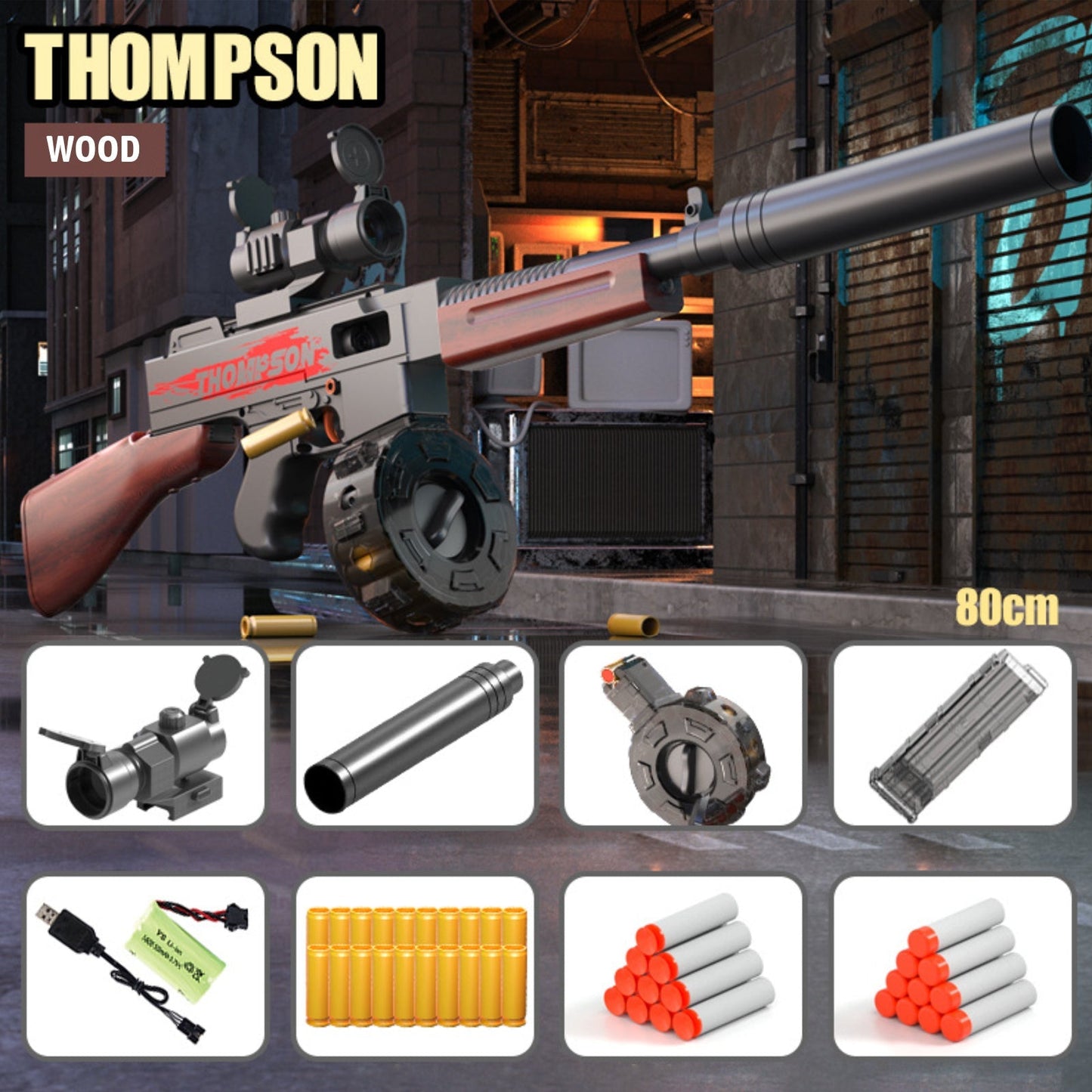 Tommy Submachine Gun Shell Ejecting Nerf SMG