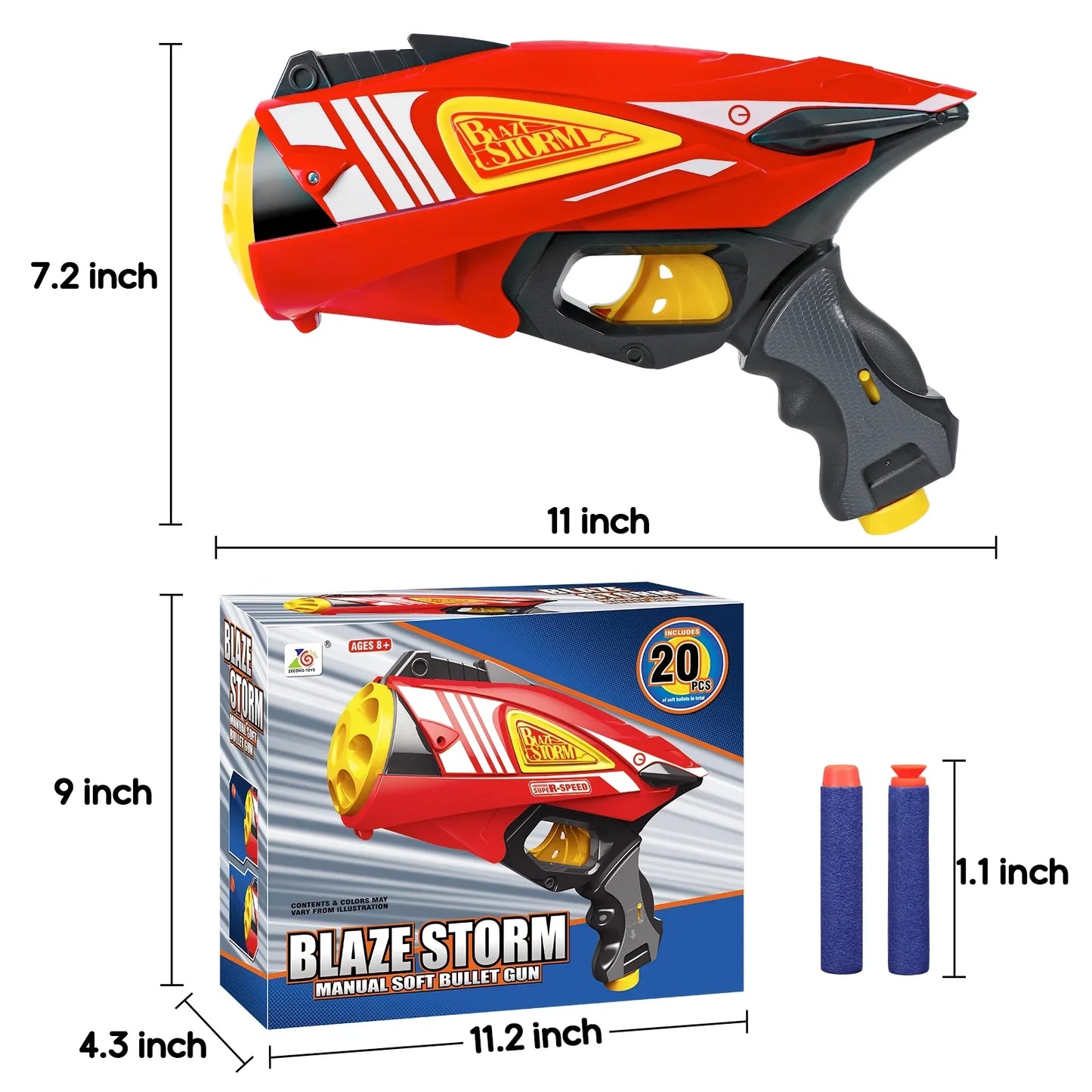 Red 8 Rounds Gun Toy Nerf Pistol