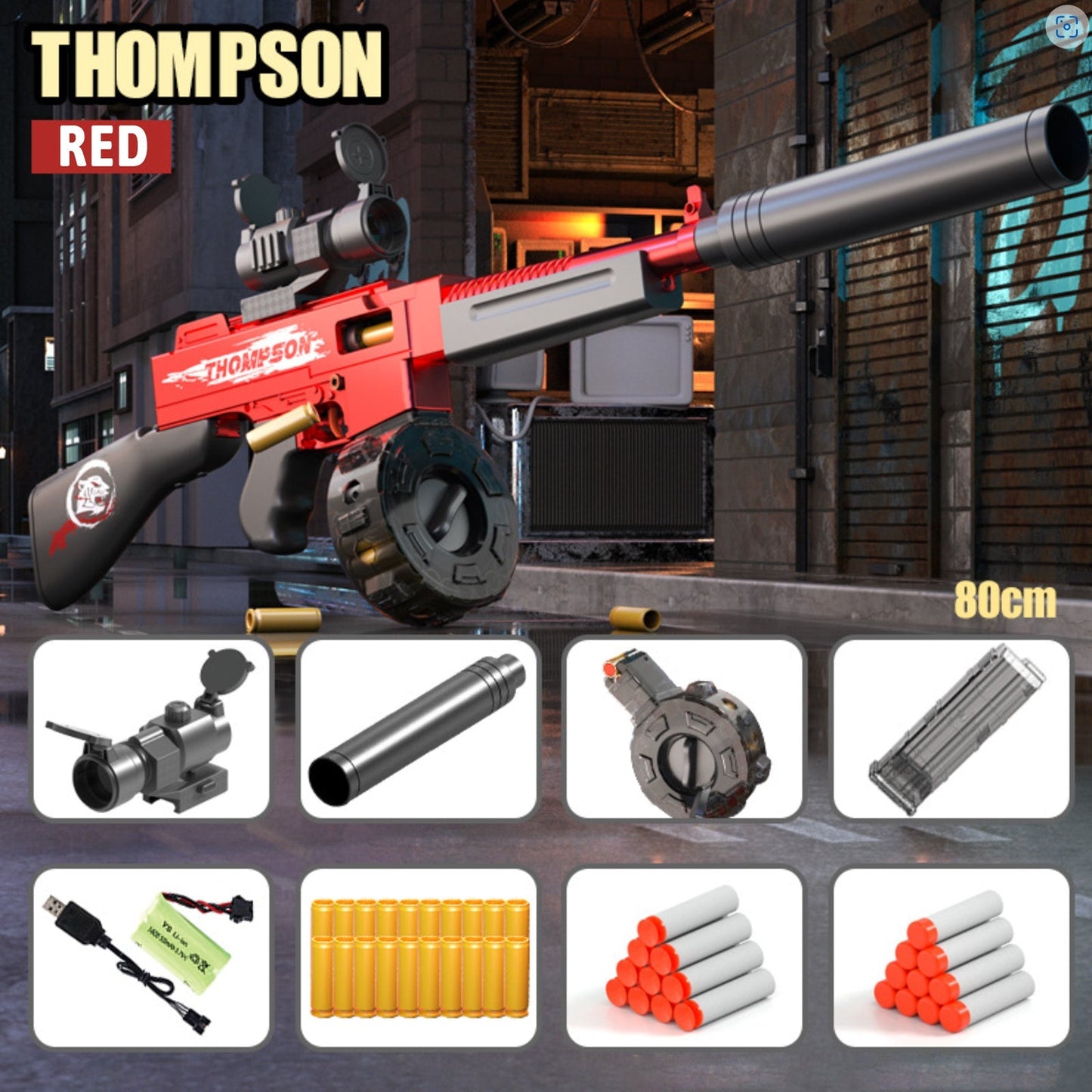 Tommy Submachine Gun Shell Ejecting Nerf SMG