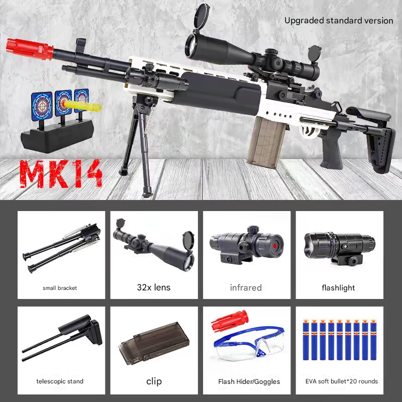 MK14 Black With 32x Scope Nerf Sniper