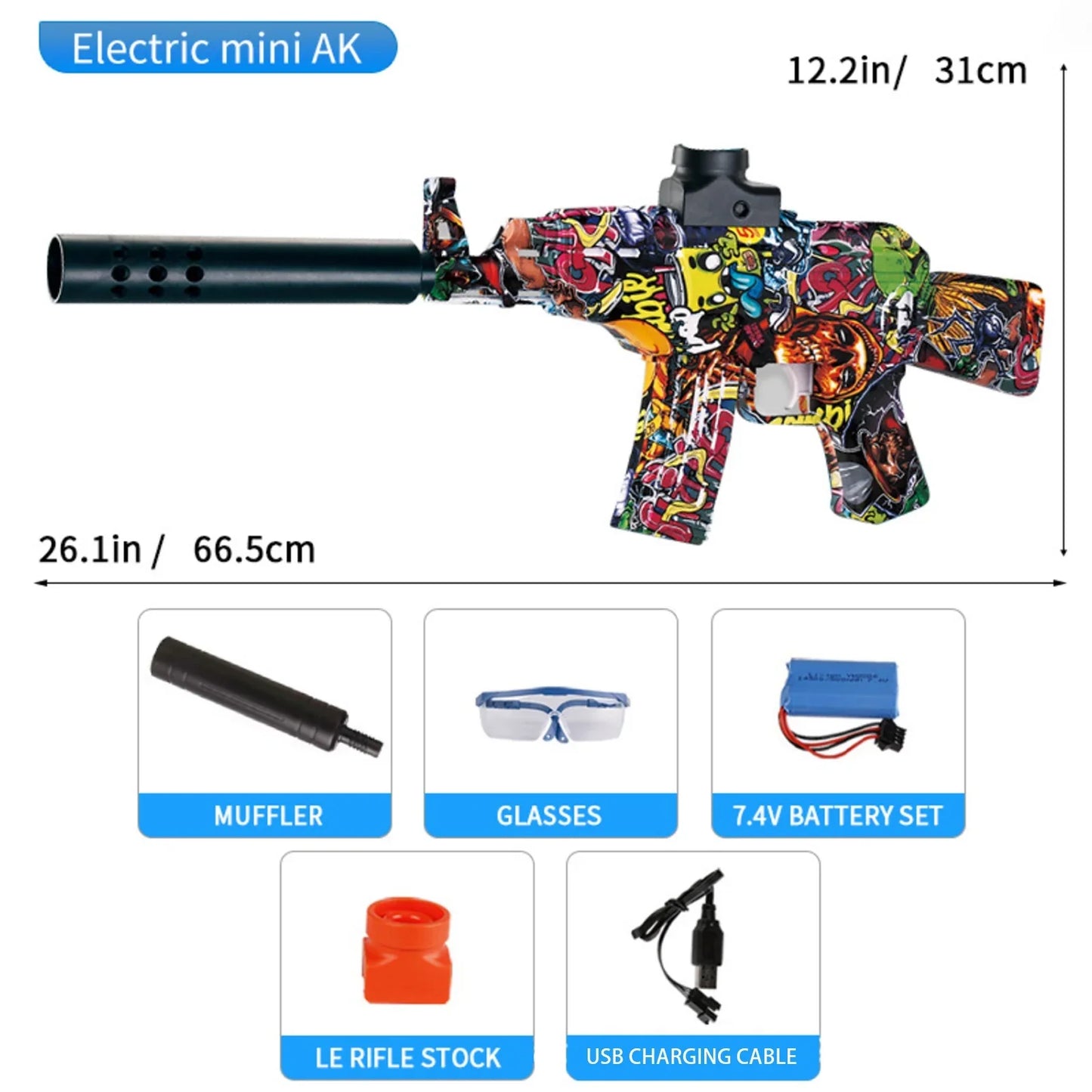 Mini Graffiti Fully Automatic Orbeez Gun AK 47