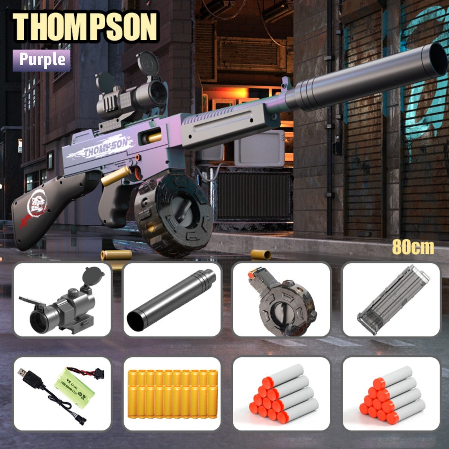 Tommy Submachine Gun Shell Ejecting Nerf SMG