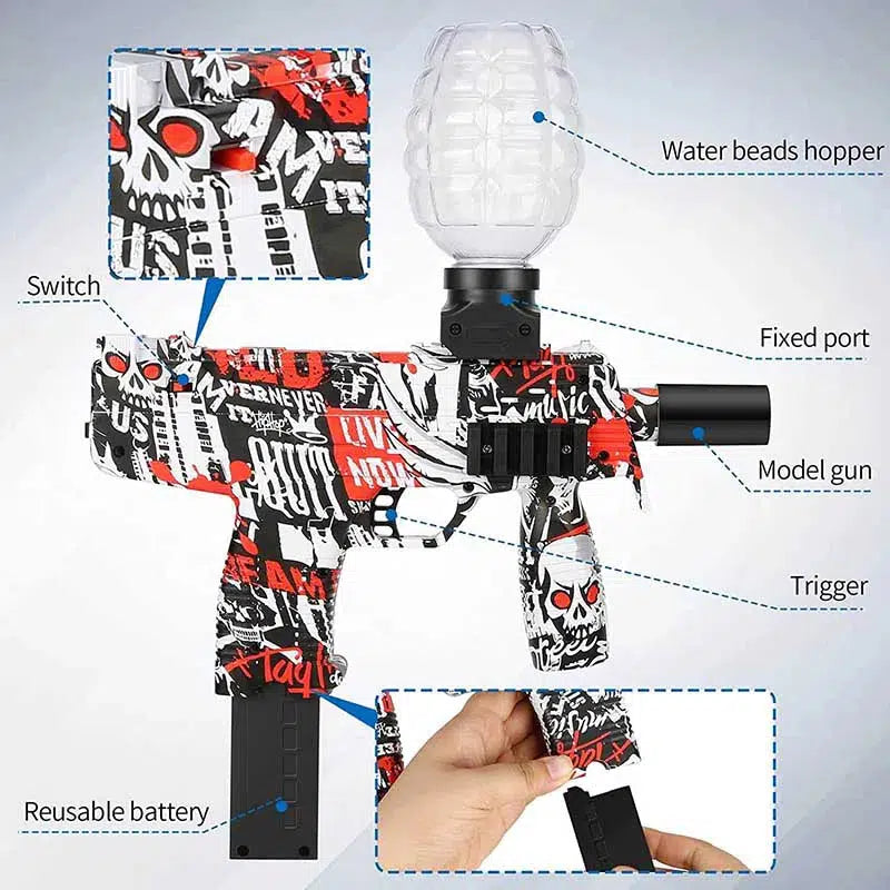 Red Graffiti Hopper Fed SMG Orbeez Gun