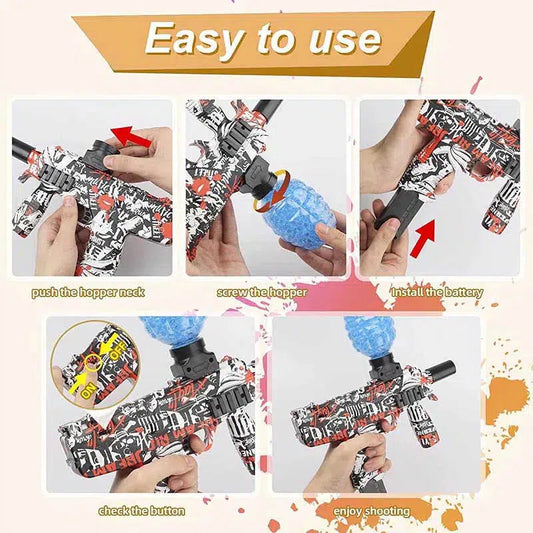 Red Graffiti Hopper Fed SMG Orbeez Gun