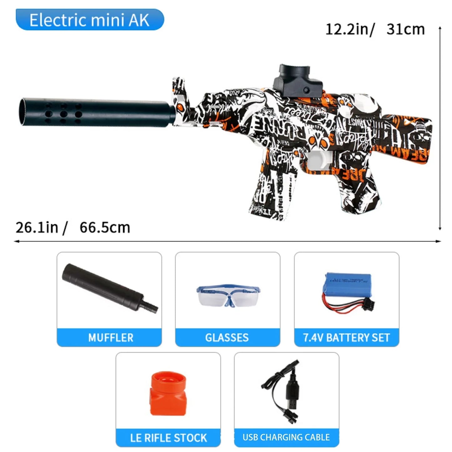 Mini Graffiti Fully Automatic Orbeez Gun AK 47