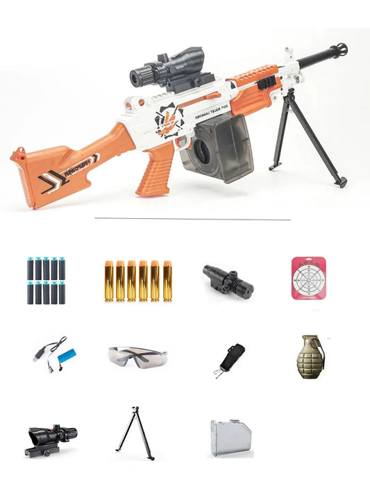 Orange M249 Nerf Machine Gun With Laser