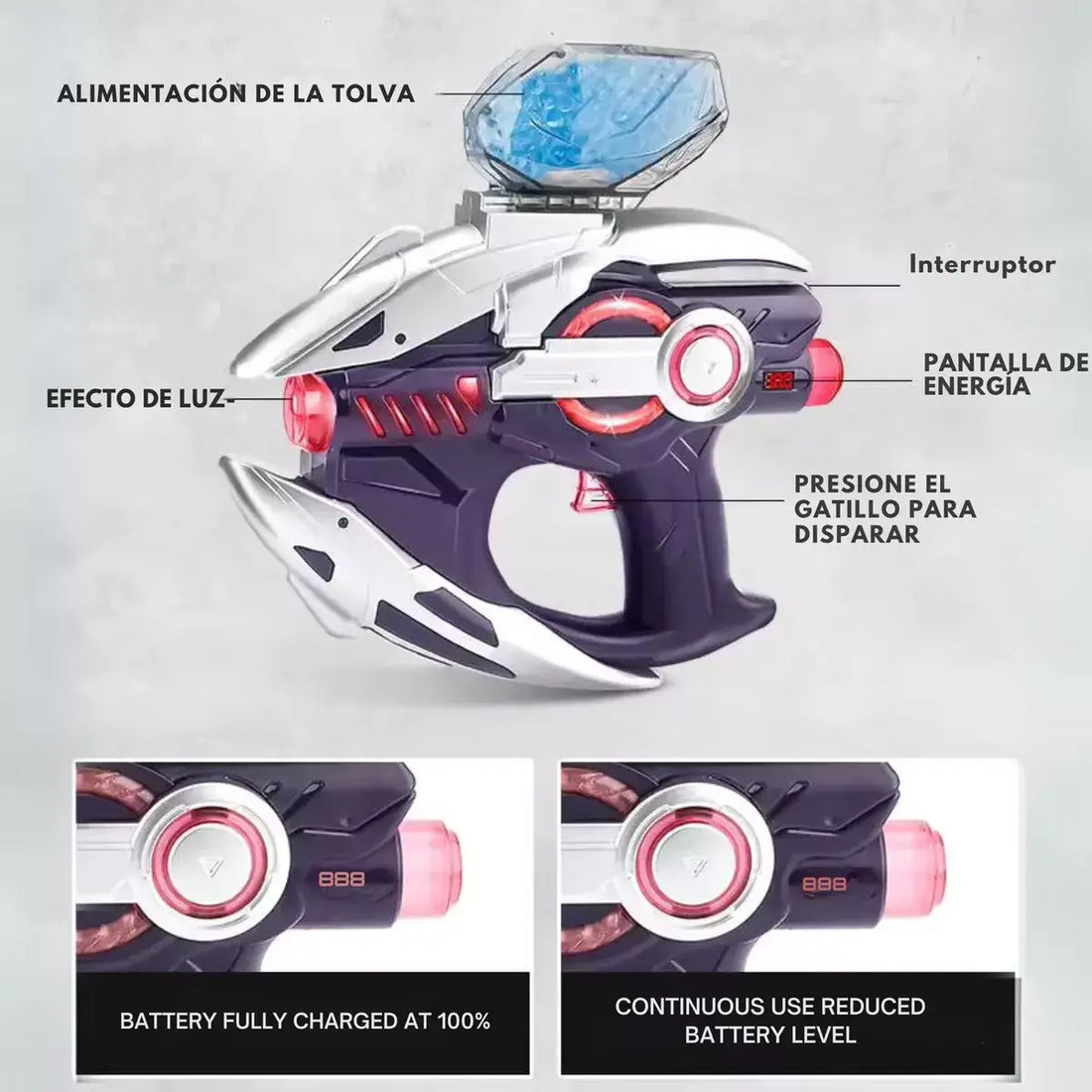 Space Sentinel Sci-Fi Pistol Orbeez Gun With LED Light