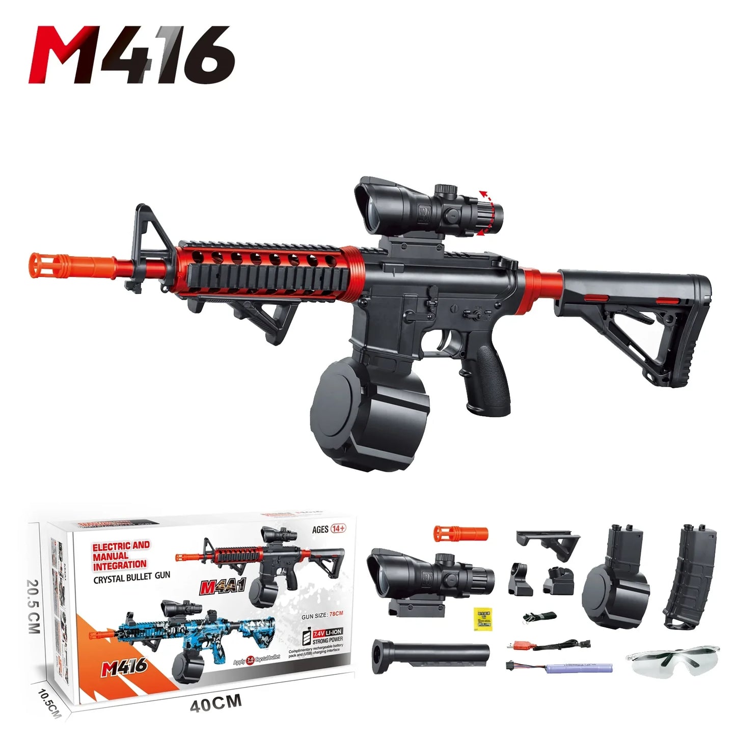 15.7Inch HK416 Hopper Fed Graffiti Electric Gel Blaster Rifle