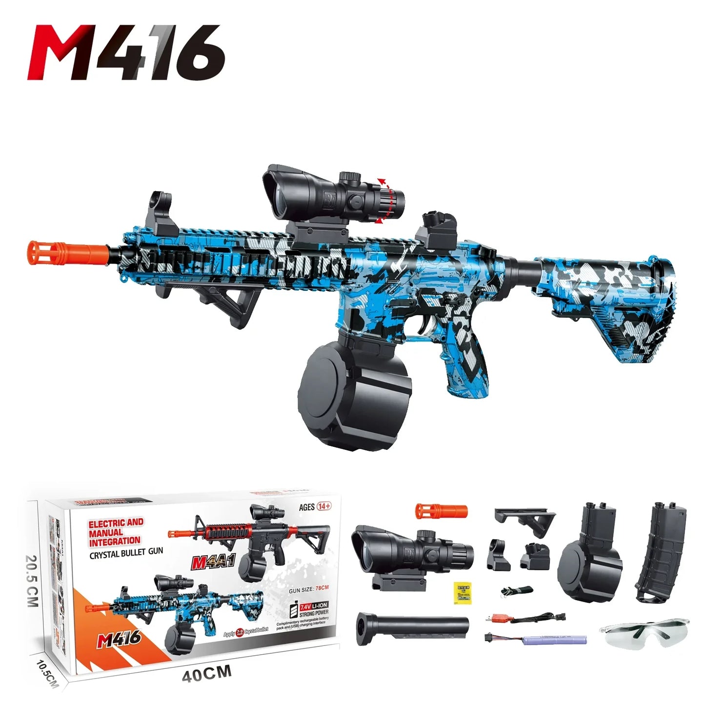 15.7Inch HK416 Hopper Fed Graffiti Electric Gel Blaster Rifle