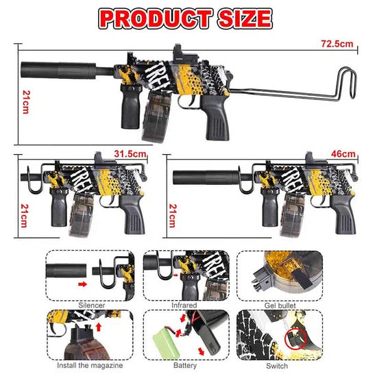 Electric Uzi SMG Orbeez Gun With Drum Magazine