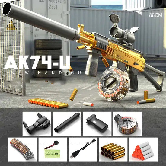 HD AK74U Toy Gun Shell Ejecting Nerf Rifle
