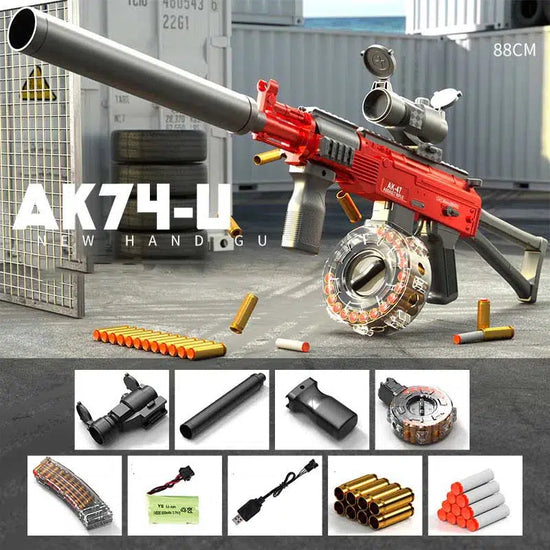 HD AK74U Toy Gun Shell Ejecting Nerf Rifle
