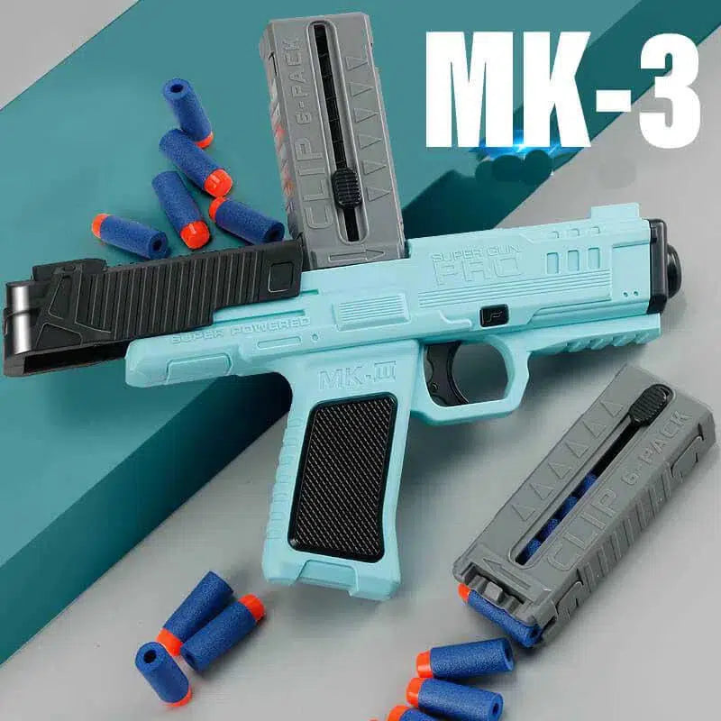 Blue MK3 Built-In Magazine Nerf Guns Handgun
