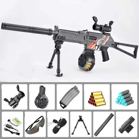 Gray AK-74U Nerf Blaster Toys Dual Magazine