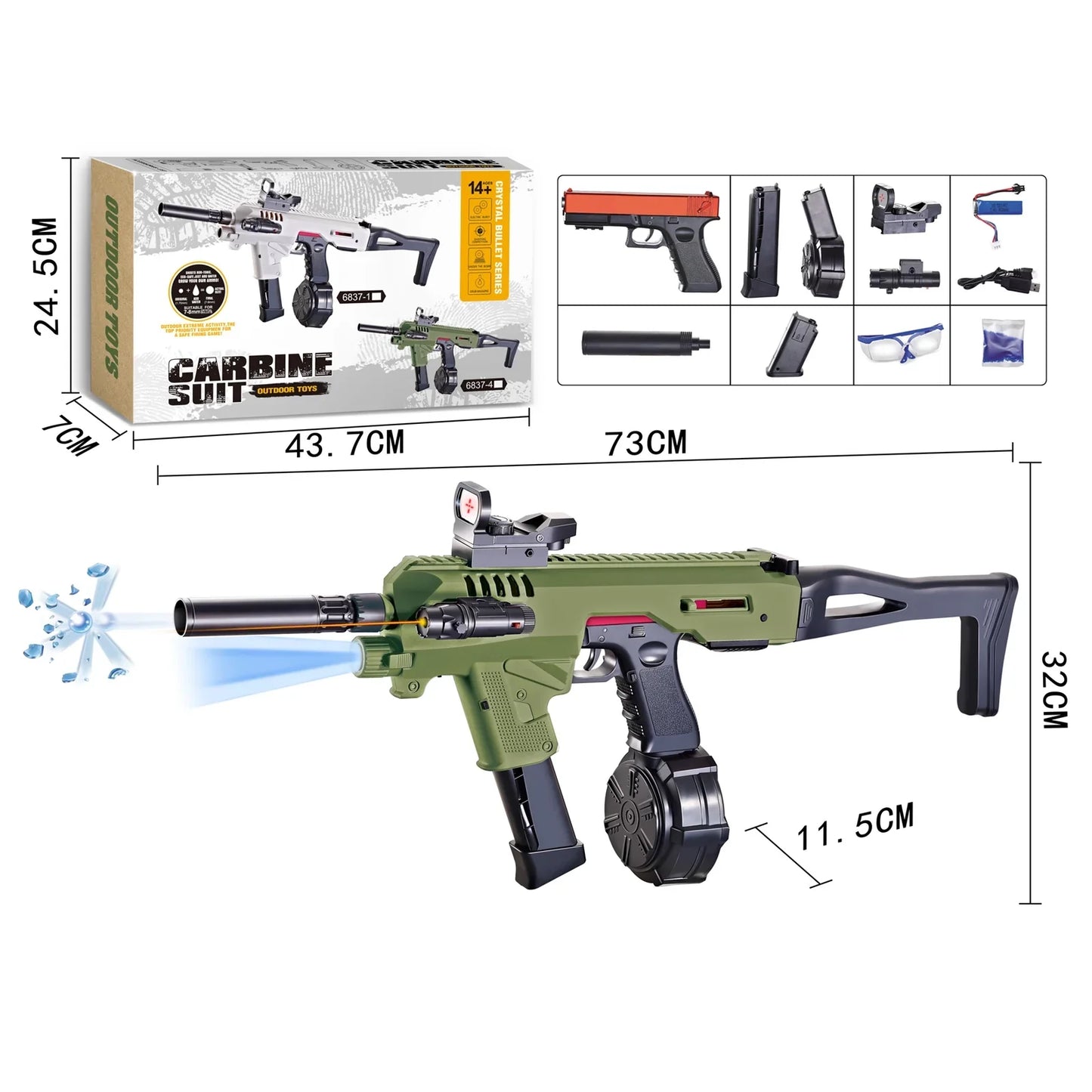 Semi Auto Plastic Gel Blaster Glock Orby Gun