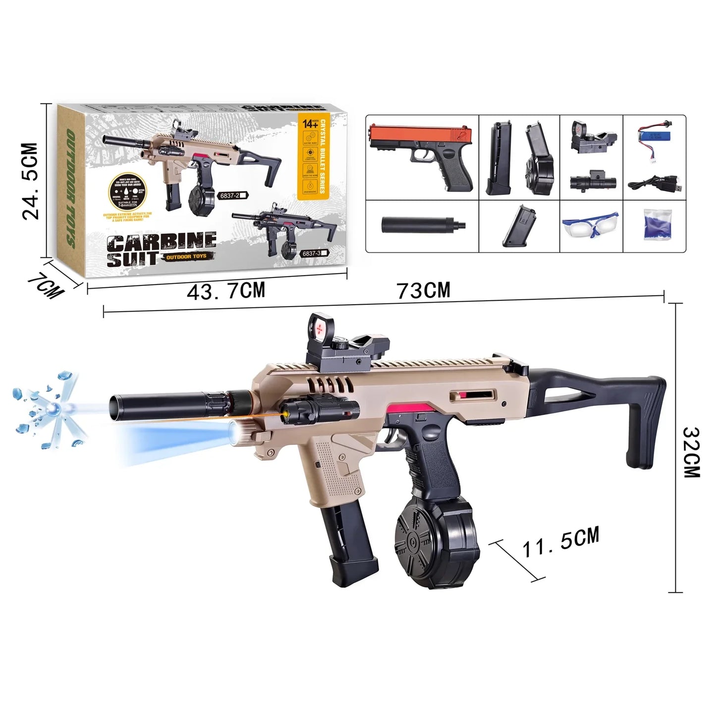 Semi Auto Plastic Gel Blaster Glock Orby Gun