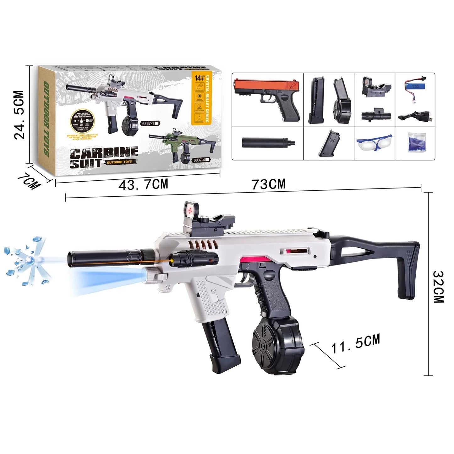 Semi Auto Plastic Gel Blaster Glock Orby Gun