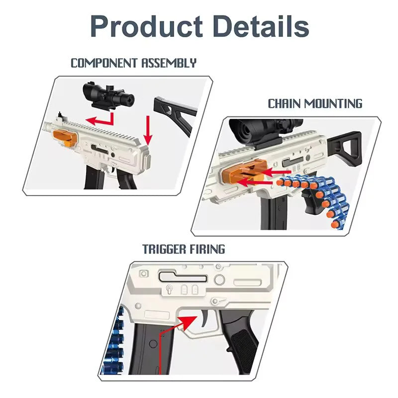 White UMP Battery Guns Nerf Machine Gun