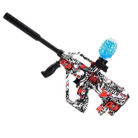 Mini Red AUG Gel Blaster Rifle With Hopper Fed