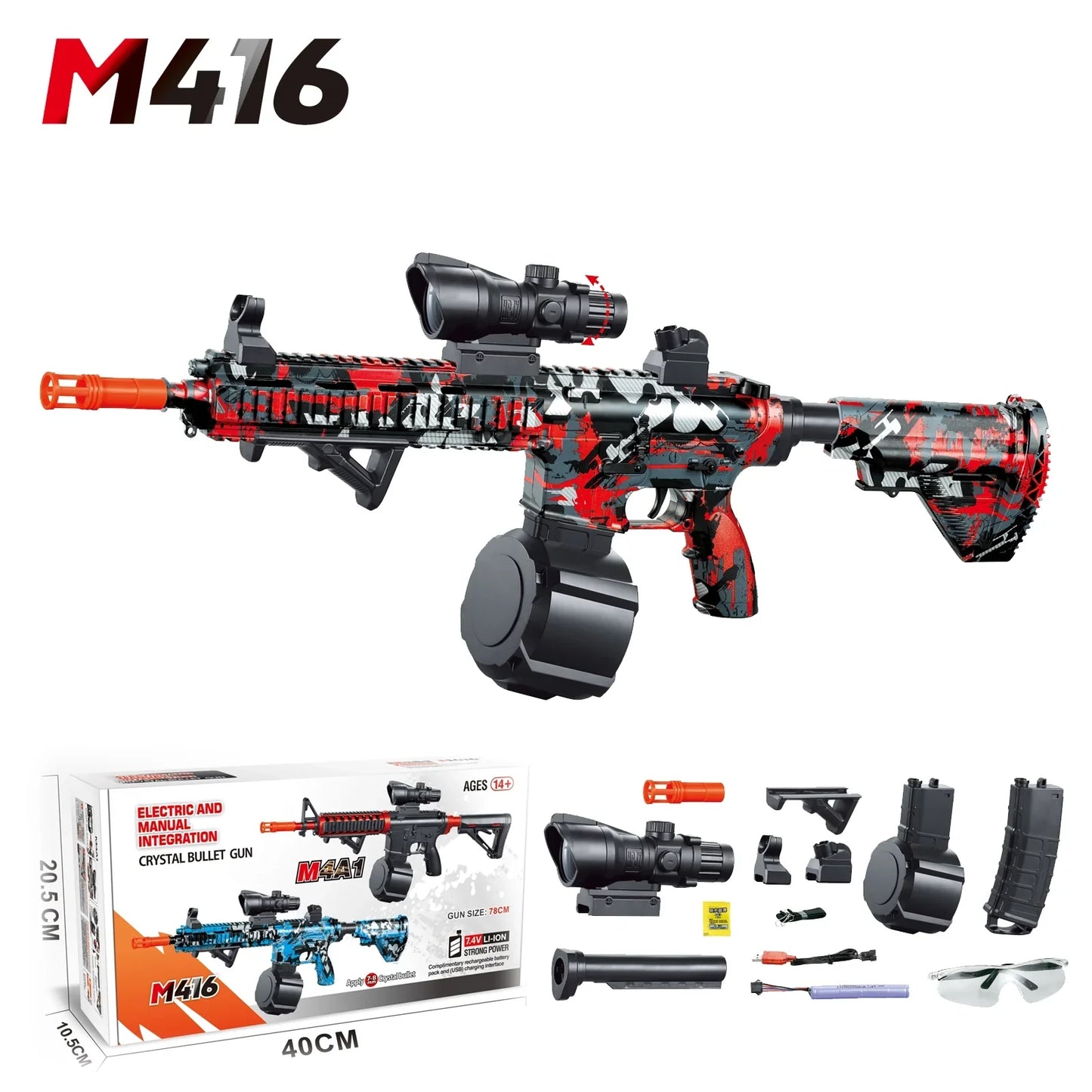 15.7Inch HK416 Hopper Fed Graffiti Electric Gel Blaster Rifle