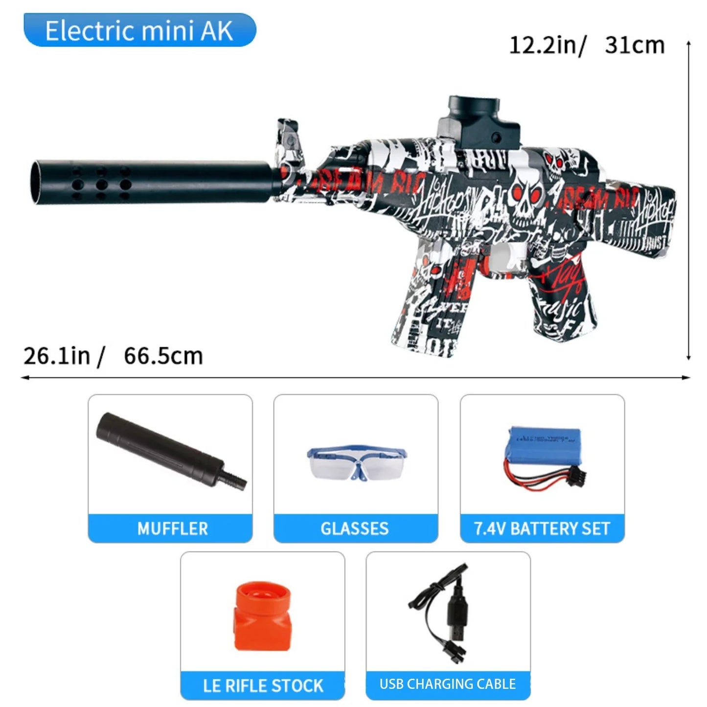 Mini Fully Automatic AK47 Rifle Gel Blaster