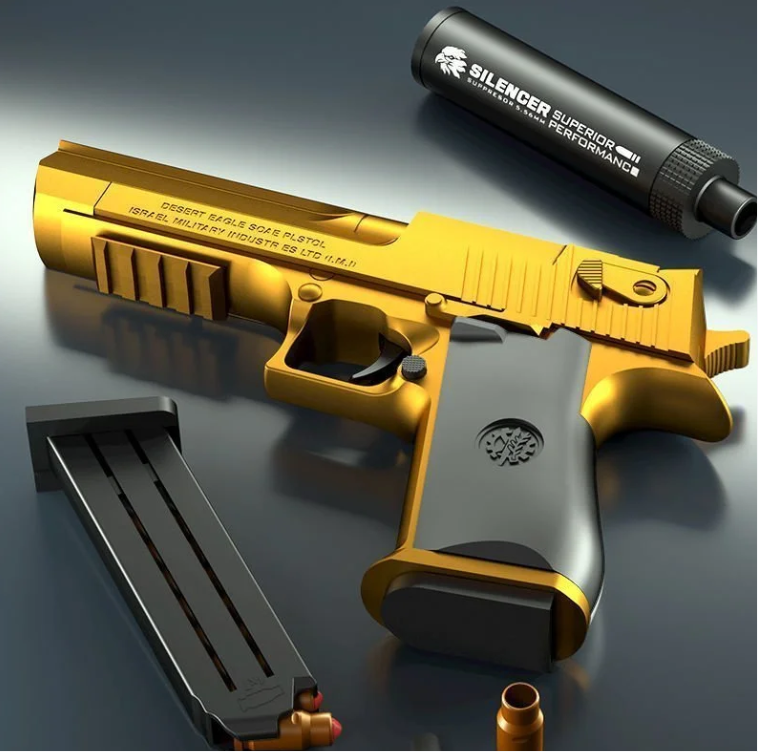 realistic Golden Desert Eagle pistol nerf guns