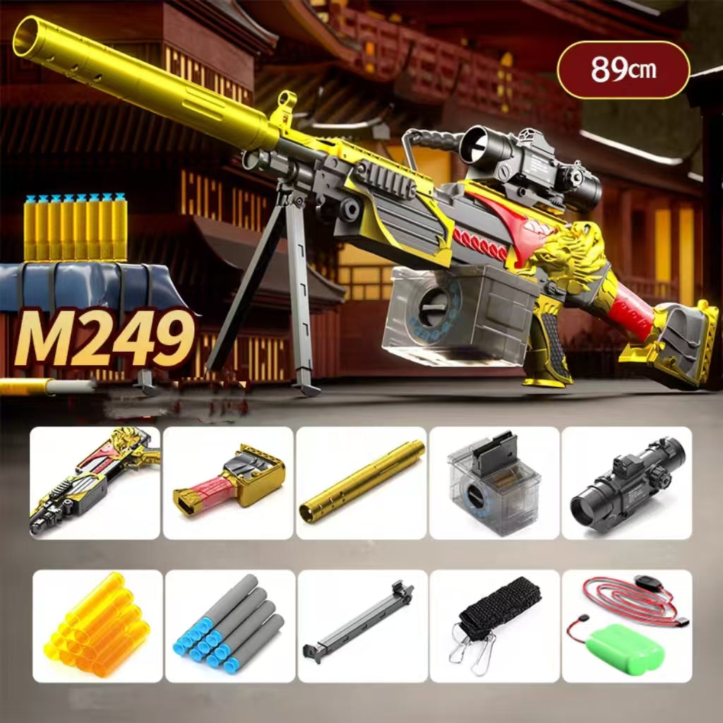 Cool Golden Dragon Shape M249 Nerf Blaster