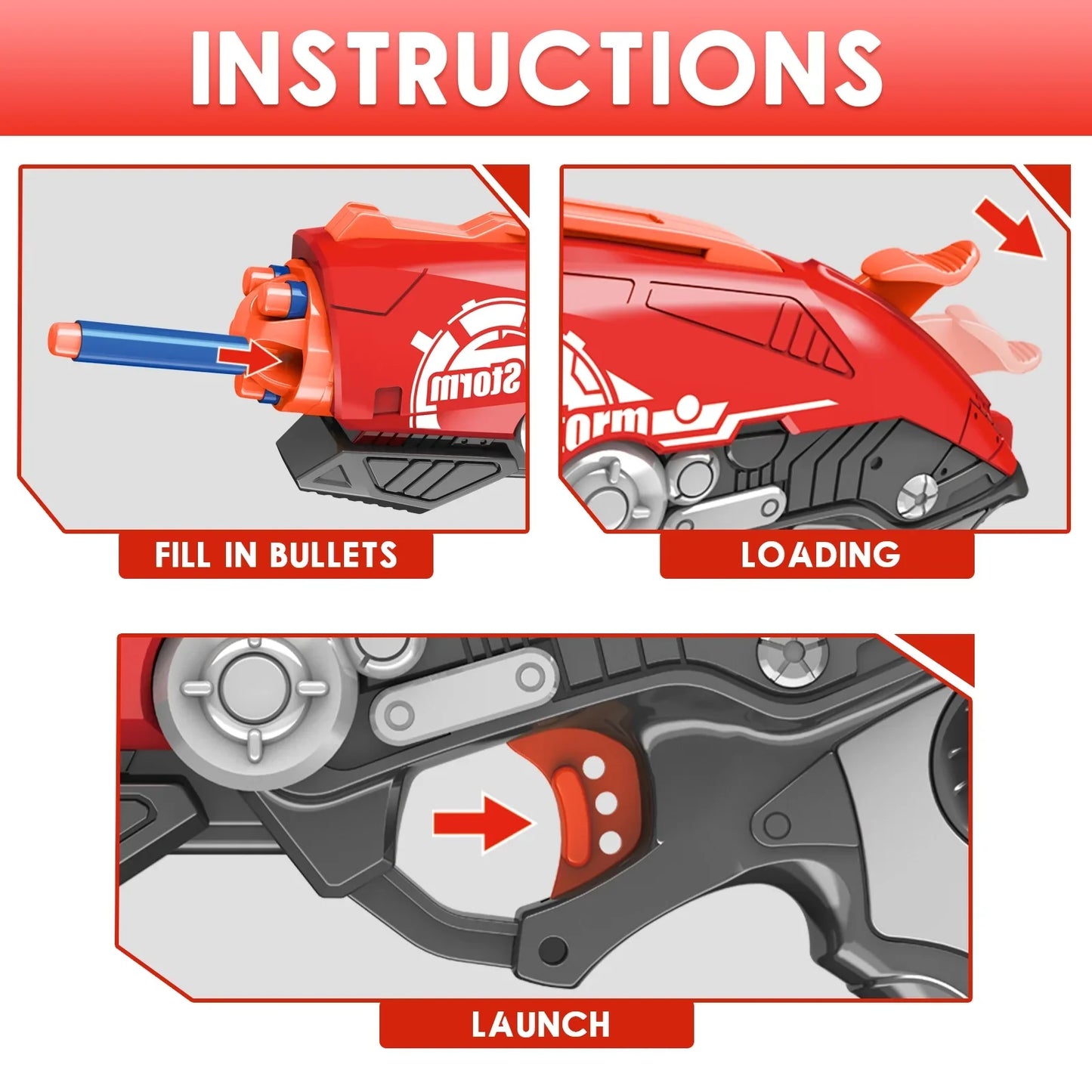 red 5 rounds turntable nerf guns