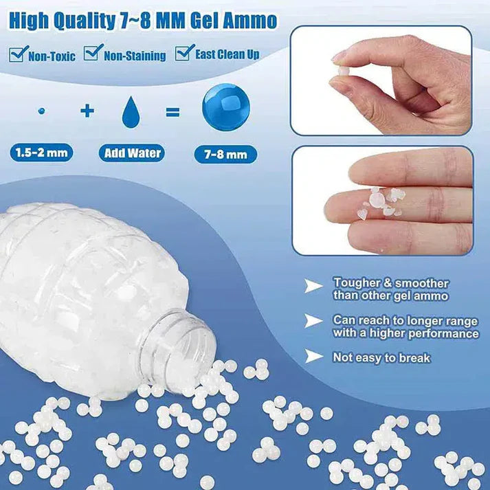 7-8mm Extra Hardened Milky White Gel Blaster Bullets