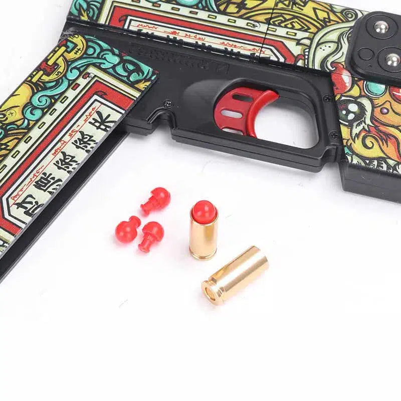 Chinese style Lifecard Folding Nerf Handgun Toy Gun