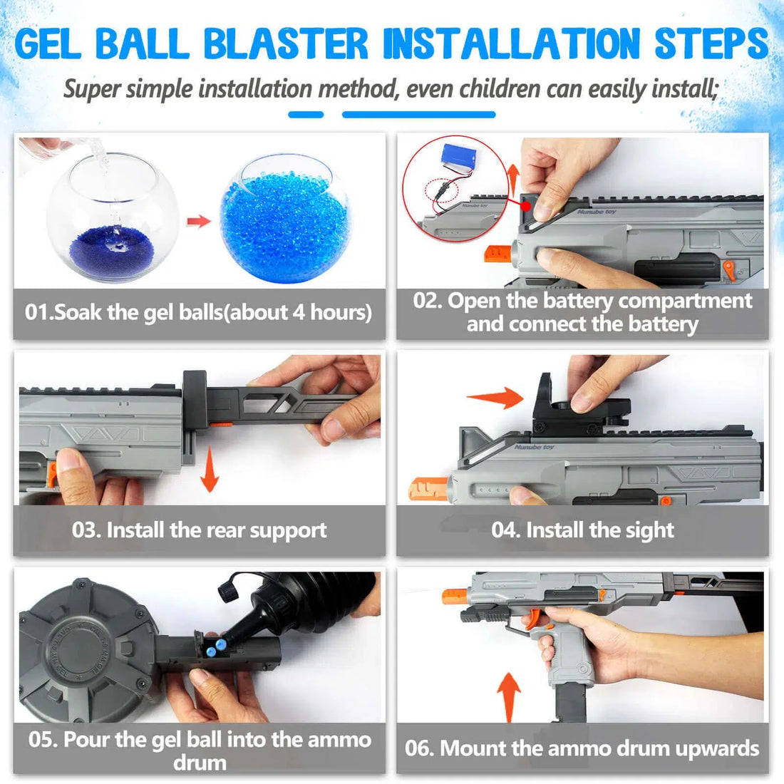 Sembylon With Rotary Drum Uzi Gel Ball Blaster